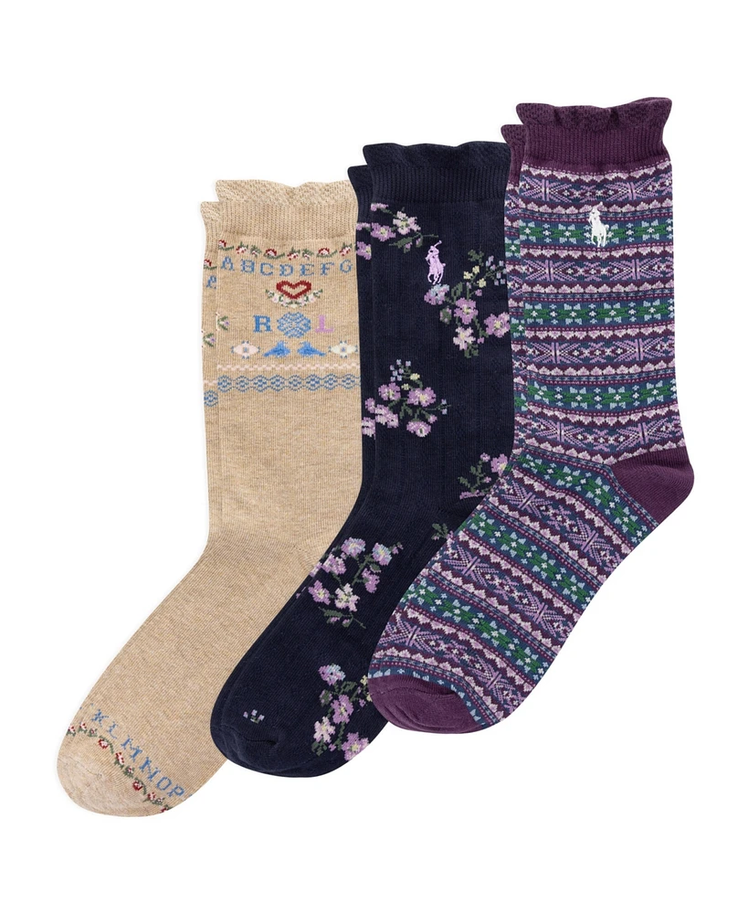 Polo Ralph Lauren Little Girls Essex Sampler Socks, 3-Pack