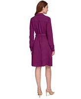 Calvin Klein Women's Belted A-Line Long-Sleeve Dress