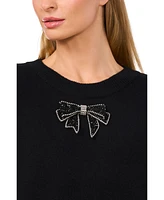 CeCe Women's Ribbon Bow Crew Neck Sweater