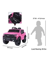 Funtok Licensed Chevrolet 12V Kids Boys and Girls Electric Ride on Truck Car Electric Vehicle with Parents Remote Control, 2 Speeds, 4 Wheels, Led Lig