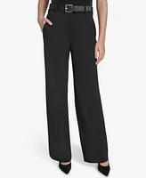 Halston Women's Belted Mid Rise Straight-Leg Pants