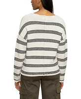 Sanctuary Women's Cotton Striped Easy V-Neck Sweater