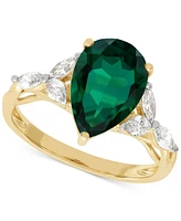 Grown With Love Lab Ruby (3-5/8 ct. t.w.) & Diamond (1/2 Pear Ring 14k Gold or White (Also Emerald La