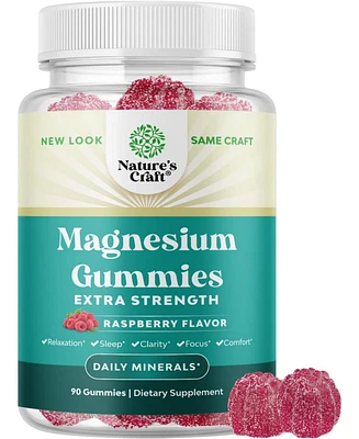 Nature's Craft Magnesium Gummies, Relaxing Magnesium Citrate Gummies for Muscle Function and Relaxation Support, Nature's Craft, 90ct