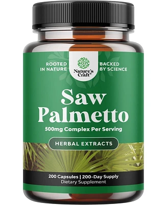 Nature's Craft Saw Palmetto Capsules, Advanced Hair Health and Urinary Support with Plant Sterols & Flavonoids, Nature's Craft, 200 ct