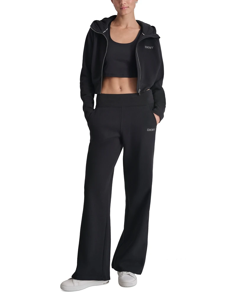 Dkny Sport Women's Studded-Logo Wide-Leg Pants