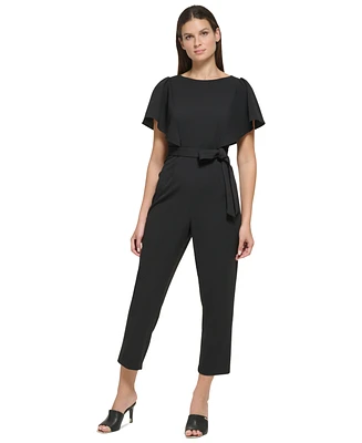 Dkny Women's Cropped Flutter-Sleeve Belted Jumpsuit