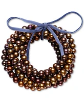 Belle de Mer 7-Pc. Set Dyed Chocolate Cultured Freshwater Baroque Pearl (6-7mm) Stretch Bracelets