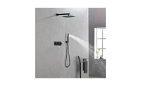 Slickblue Brass Shower Faucet Set Shower System 10 Inch Rainfall Shower Head with Handheld Sprayer Bathroom Luxury Rain Mixer Combo