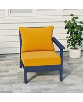 WestinTrends Outdoor Patio Hdpe Right Arm Facing Sectional Navy Blue Corner Club Chair with Patio Cushions