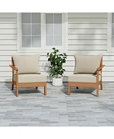 WestinTrends Outdoor Patio Hdpe Teak Loveseat Sofa with Cushions