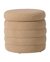 WestinTrends Mid-Century Modern Faux Sherpa Round Storage Ottoman