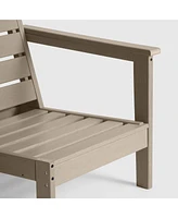 WestinTrends Outdoor Patio Hdpe Right Arm Facing Sectional Weathered Wood Corner Club Chair with Patio Cushions