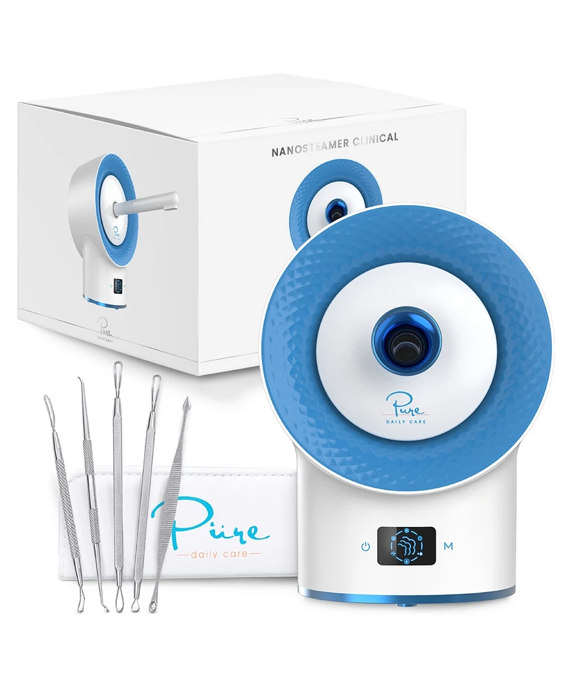 Pure Daily Care NanoSteamer Clinical - 10-in-1 Smart Steam Dermatologist Grade Ionic Facial Steamer