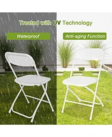 Slickblue 6-Pack White Plastic Folding Chairs Heavy-Duty Party Chairs with Steel Frame