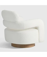 WestinTrends Mid-Century Modern Faux Sherpa Swivel Barrel Accent Chair