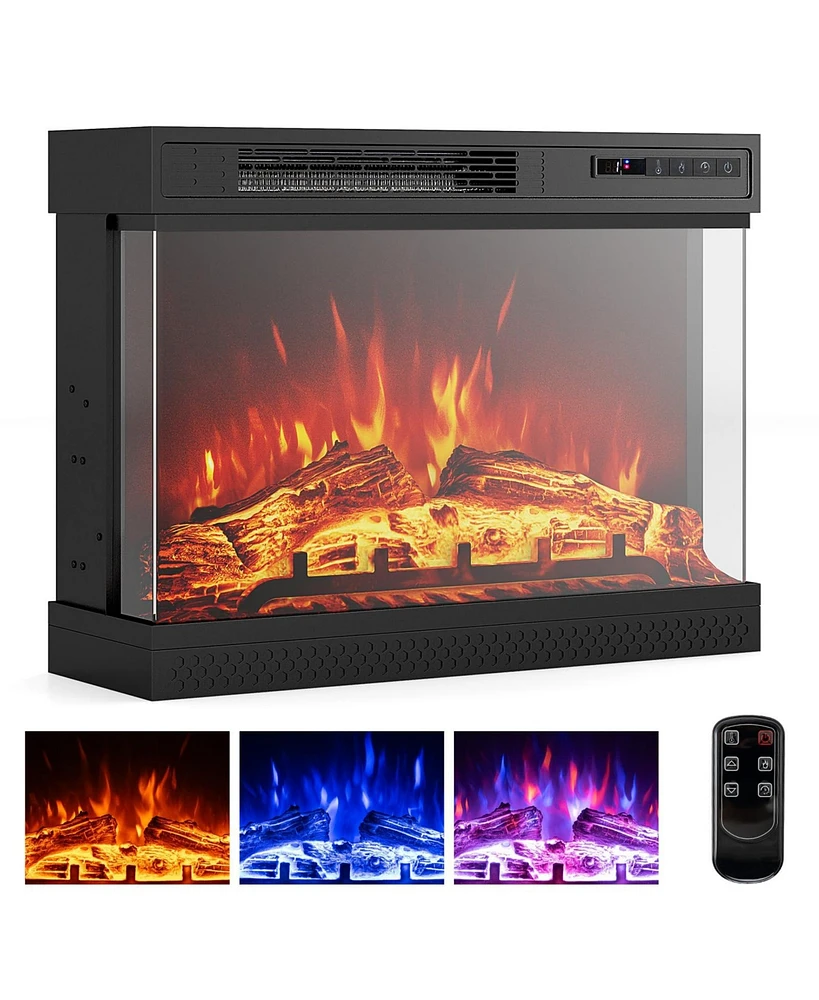 Sugift 24 Inches 3-Sided Glass Electric Fireplace Heater with Remote Control