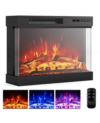 Sugift 24 Inches 3-Sided Glass Electric Fireplace Heater with Remote Control