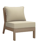 WestinTrends Outdoor Patio Hdpe Weathered Wood Sectional Sofa with Cushions