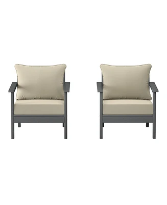 WestinTrends Outdoor Modern Hdpe Patio Club Chairs with Deep Seat Cushions (Set of 2
