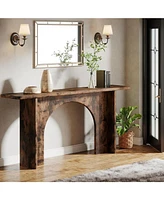 Tribesigns 63-Inch Console Table, Farmhouse Wood Sofa Wall Table Entryway Table with Curved Arch Brace, Thickened Accent Table for Entrance, Hallway,
