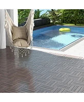 Costway 18 Pcs Interlocking Deck Tiles Anti-slip Floor Tiles for Poolside All Weather