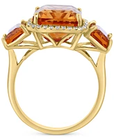 Effy Citrine (10 ct. t.w.) & Diamond (1/5 ct. t.w.) Three Stone Ring in 14k Gold