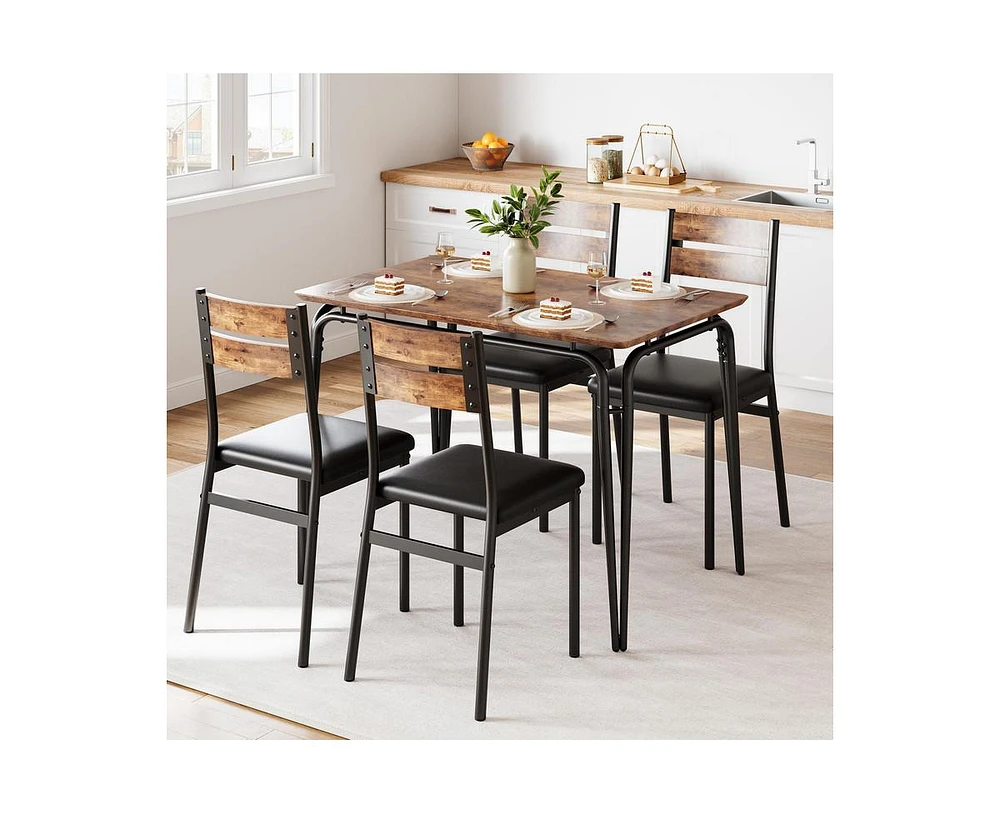Dining Table for 2, Small and Chairs Set of Square Dinette Dinner Set, 3 Piece Kitchen & Room Sets Space, A