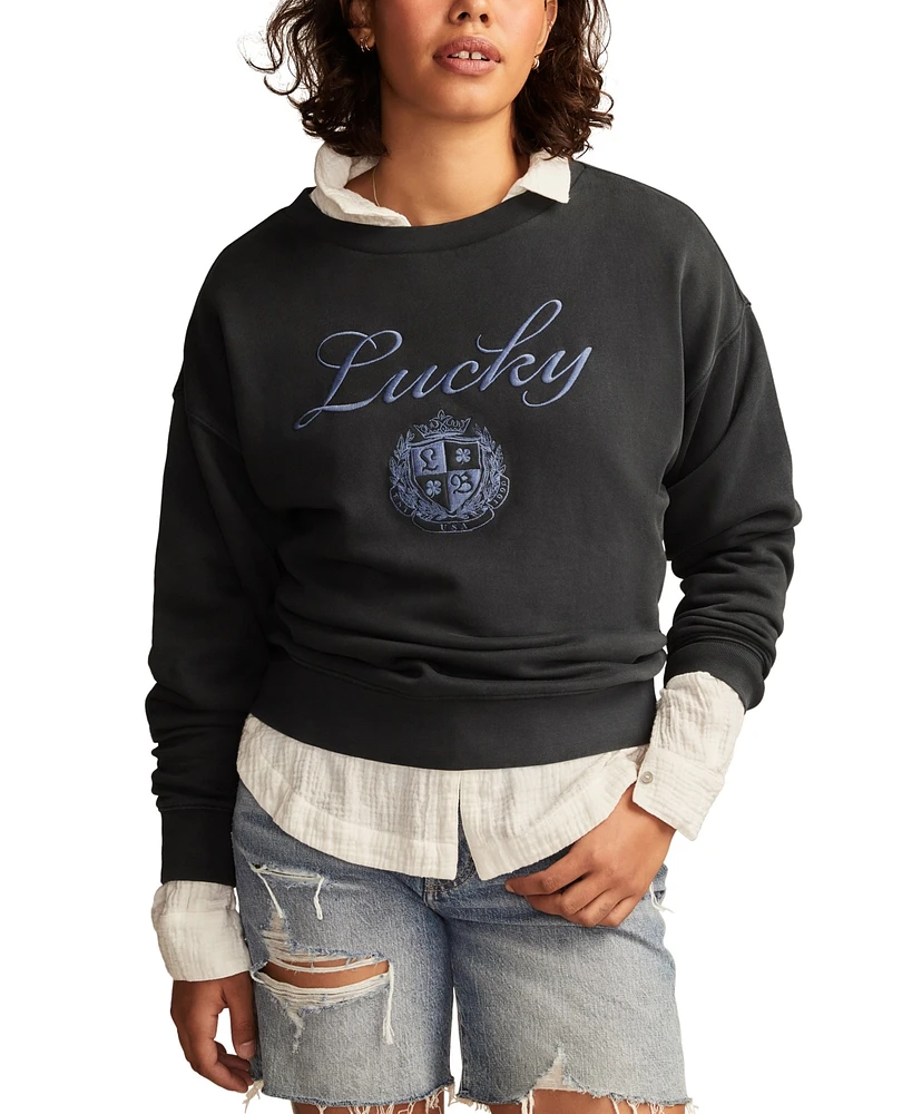 Lucky Brand Women's Logo Print Crewneck Sweatshirt