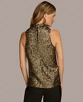 Donna Karan New York Women's Sleeveless High Neck Sequin Top