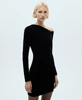 Mango Women's Asymmetric Velvet Dress