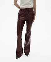 Mango Women's Snake-Effect Flared Pants