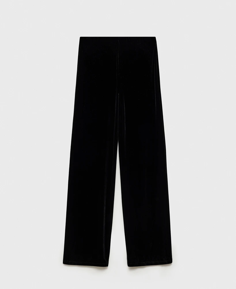 Mango Women's Velvet Wide Leg Pants