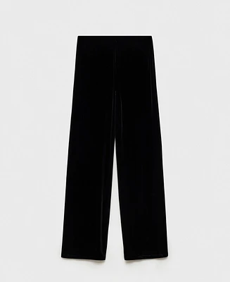 Mango Women's Velvet Wide Leg Pants