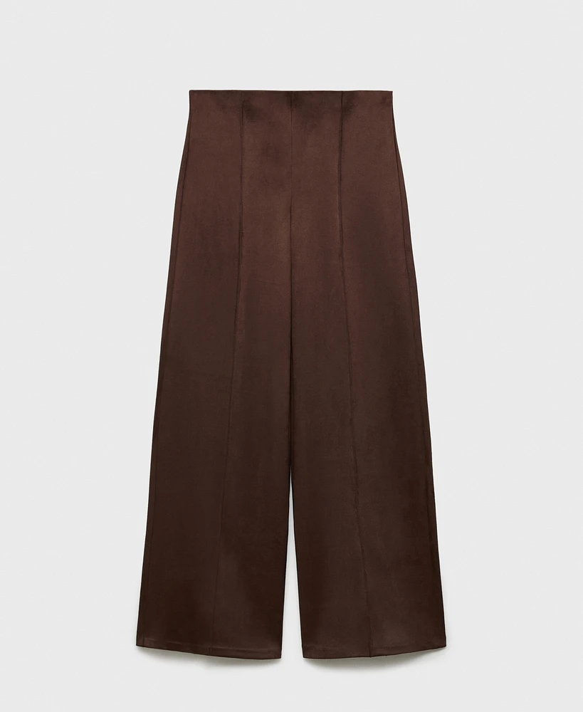 Mango Women's Wide Leg Leather-Effect Pants