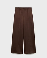 Mango Women's Wide Leg Leather-Effect Pants