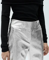 Mango Women's Metallic Leather-Effect Pants