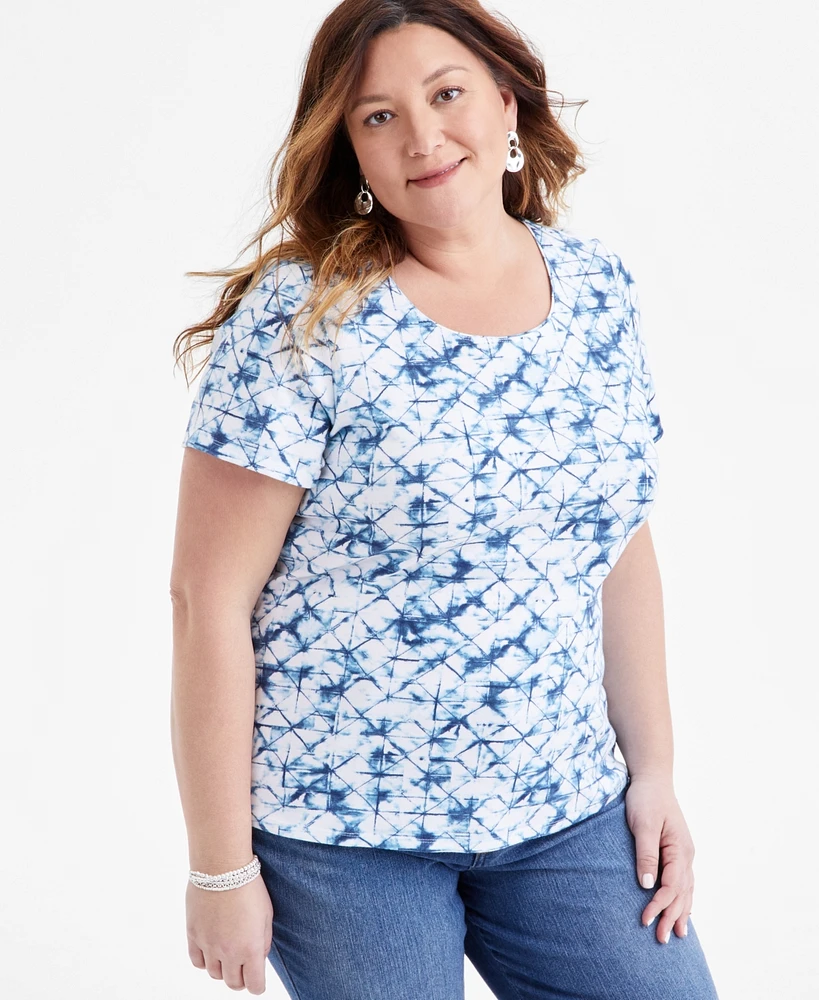 Style & Co Plus Size Printed Scoop-Neck T-Shirt, Exclusively at Macy's
