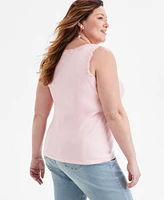 Style & Co Plus Size Lace-Trimmed Tank Top, Exclusively at Macy's