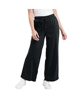 June + Vie Women's Plus French Terry Wide-Leg Pant