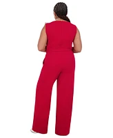 Kasper Women's Ruffle-Shoulder Sleeveless Jumpsuit
