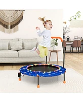 Gymax 36'' Mini Toddler Trampoline w/ Led Bluetooth Speaker Detachable Handle Kids Gifts