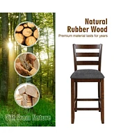 Gouun 2 Pieces Counter Height Chairs with Fabric Seat and Rubber Wood Legs