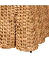 bali & pari Palm Bohemian Honey Scallop Rattan Ottoman