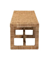 bali & pari Cipally Bohemian Seagrass and Mahogany Wood Accent Bench