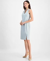 Anne Klein Women's Sleeveless V-Neck Slit-Hem Dress