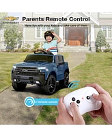 Funtok Licensed Chevrolet Silverado 12V Kids Electric Ride on Truck, Battery Powered Ride on Toy Car w/ Remote Control, Led Lights