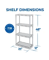 Gracious Living 4 Shelf Knect-a-Shelf Fixed Height Solid Light Duty Storage,Grey