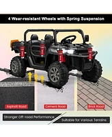 Gymax 12V 2 Seater Ride On Utv Dump Truck Remote w/ Electric Bed & Shovel