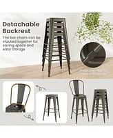 Gouun 30 Inch Height Set of 4 High Back Metal Industrial Bar Stools